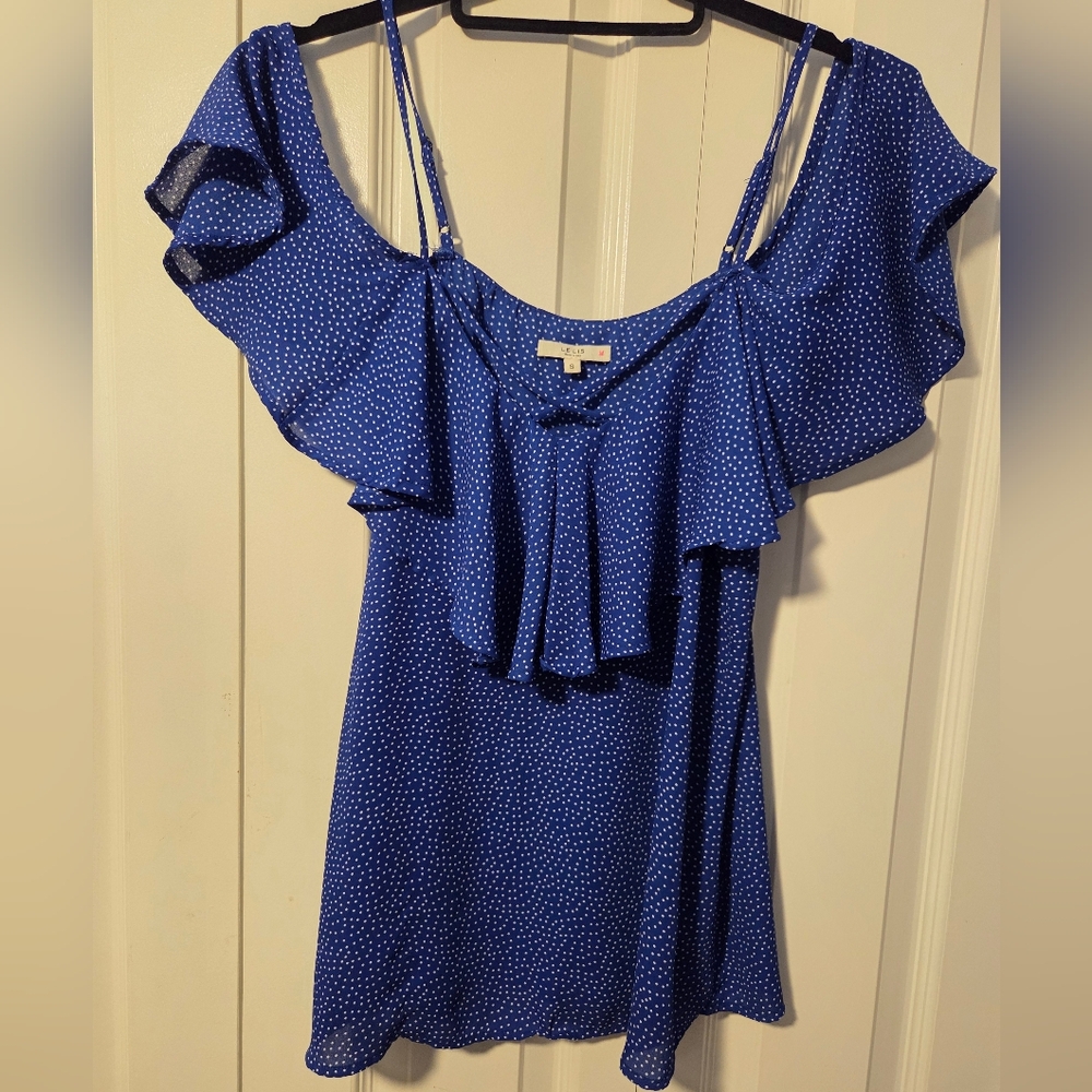 Le Lis Royal Blue Polka Dot Blouse